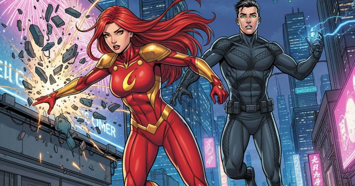 Superhero-style AI comic panel — ongoing comic series chapter generated with Tervix's Comic Series Generator
