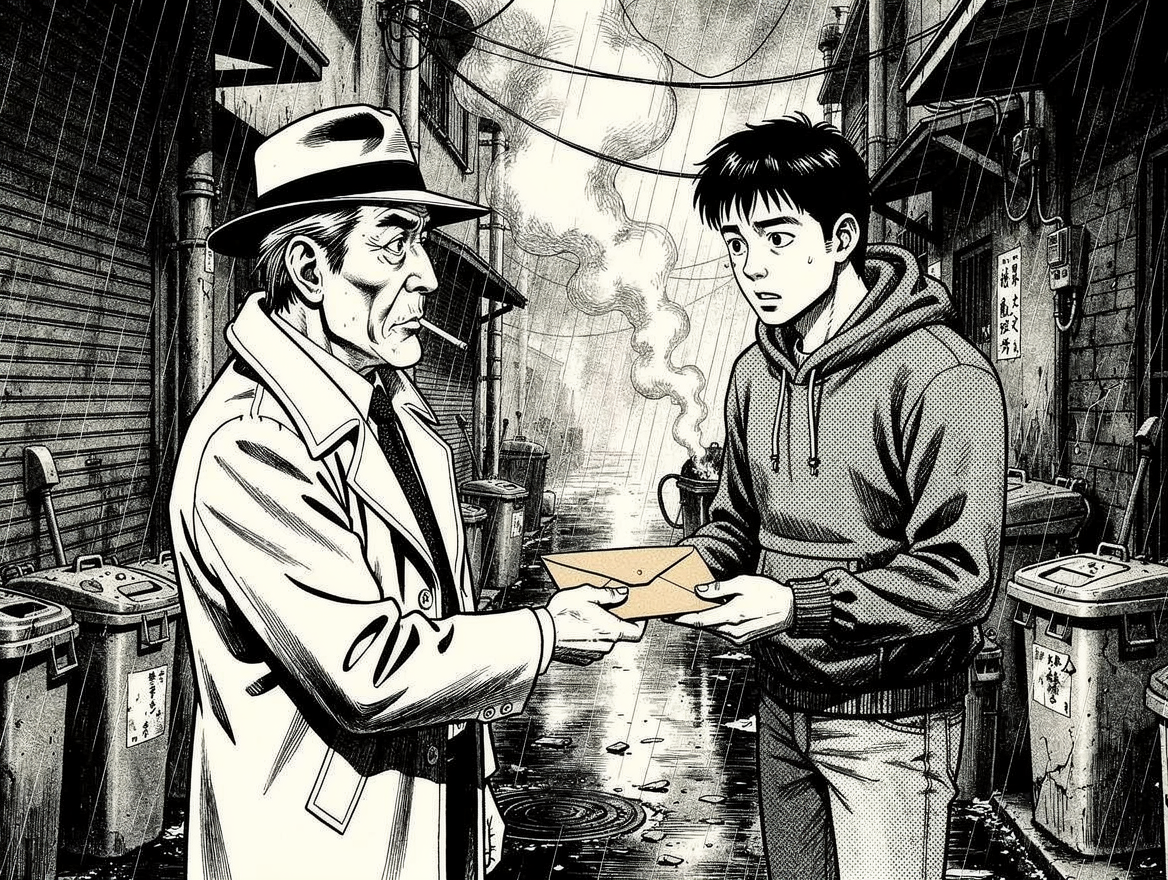 Midnight Exchange — Gekiga (Retro) AI comic by qcrao