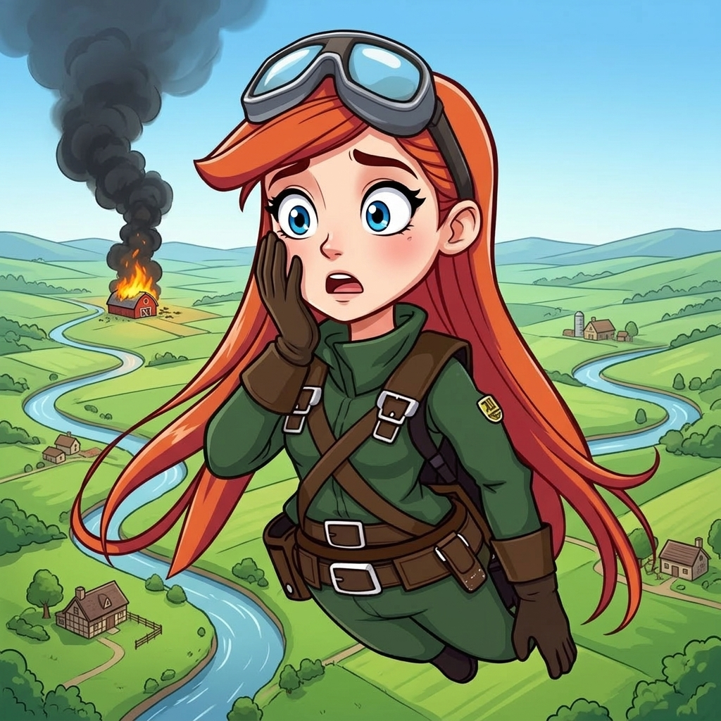 Skye the Sky-Rider: Barn Fire — Cartoon AI comic by qcrao