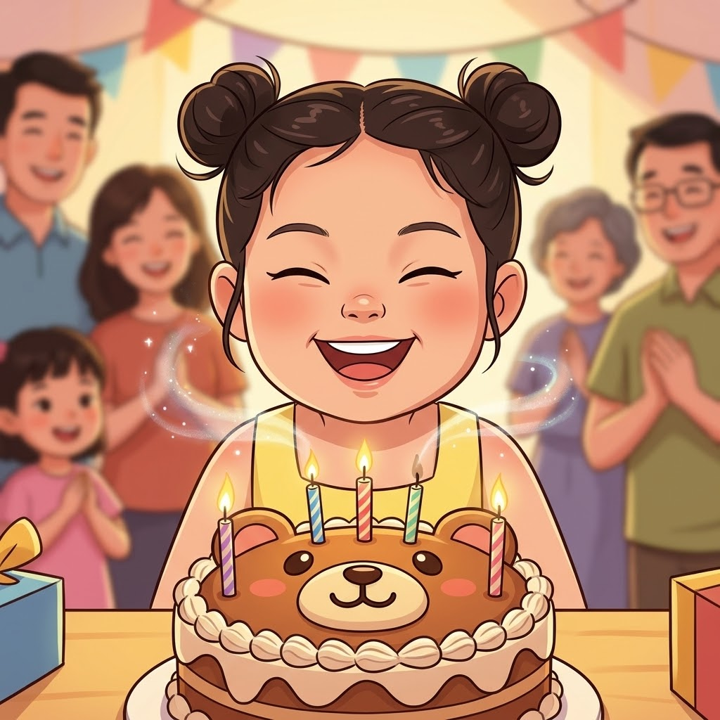 HanHan's Magical Birthday Wish — Cartoon AI comic by qcrao