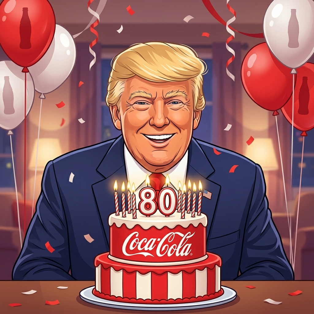 Happy 80th Birthday, trump! — Cartoon AI comic by qcrao