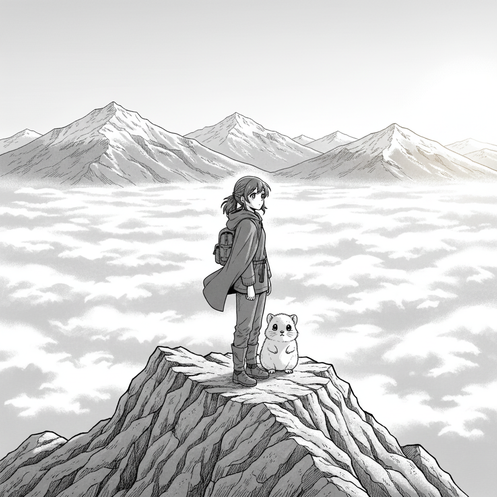 Manga-style AI comic panel from chapter 1 of The Silent Ridge — panel 3