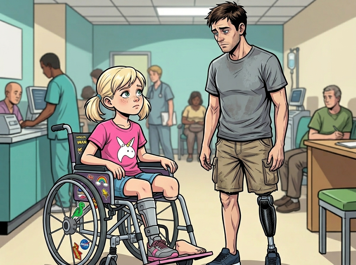 The Ghost Leg and the Coming Storm — page 3 panel 1: Emma, with sudden seriousness, asks if the pain ever goes away. Andrew, feeling the weight of adult expectations, chooses a difficult truth over easy hope.