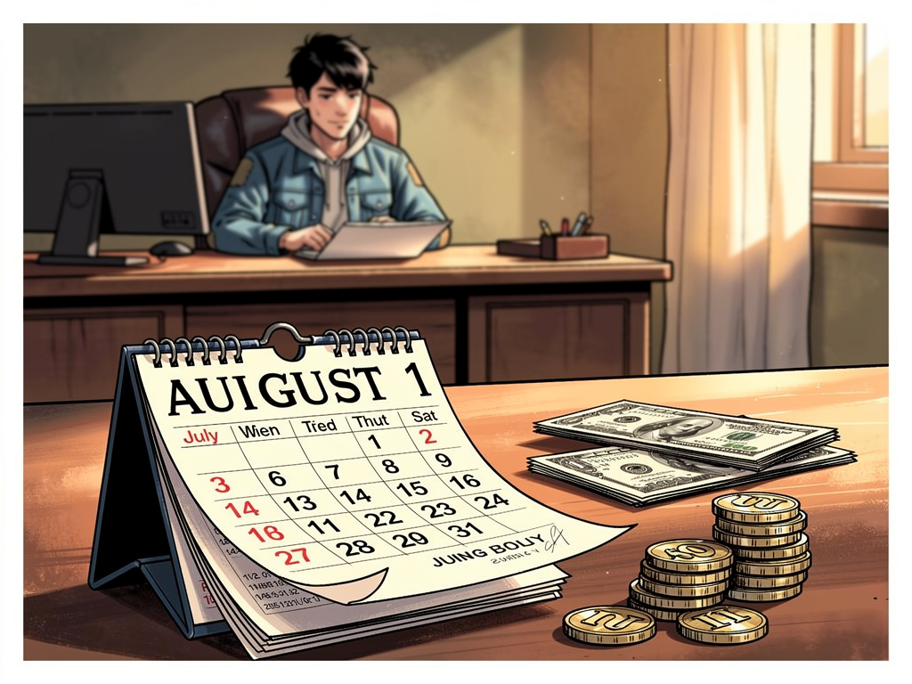 赵明的夏天 — page 3 panel 3: 日历上的日期快速翻过,显示着夏日时光的流逝,赵明的努力仍在继续。