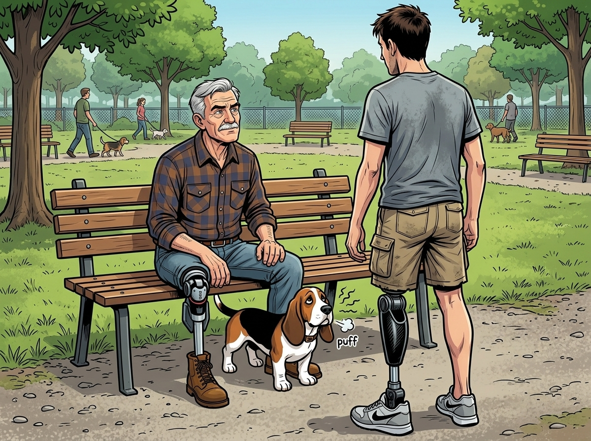 The Ghost Leg and the Coming Storm — page 4 panel 4: Hank, in his quiet way, confronts Andrew about his consistent avoidance of storm preparation, calling him out by name. Ruthie sighs again, a heavy sound of disapproval.