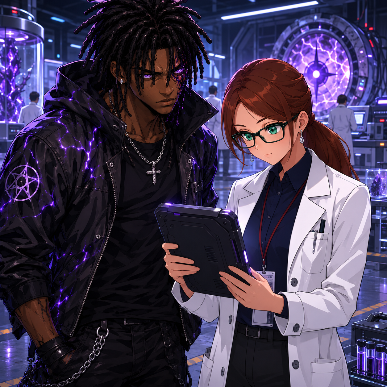 ZERO RANK — Episode 1: Rank Zero — page 5 panel 2: Dr. Lena Vale scans Malik Cross again. The readings remain strangely low, but a tiny unexplained fluctuation appears beneath the surface.