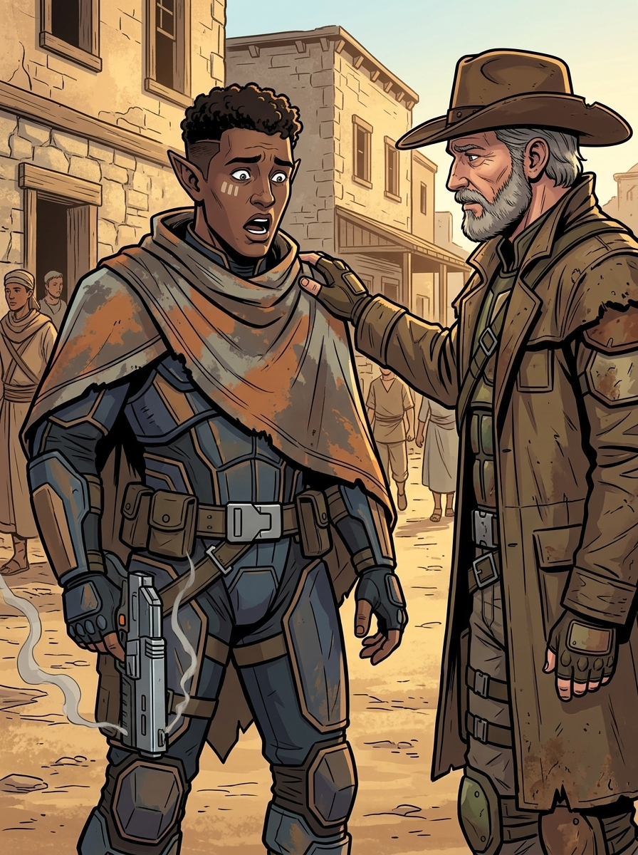 Altir's Fall — page 8 panel 1: Zilla overcomes his hesitation and fires his weapon at an approaching infected figure.
