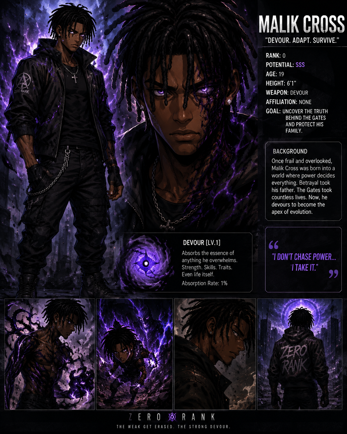 Malik Cross — character reference for ZERO RANK — Episode 1: Rank Zero